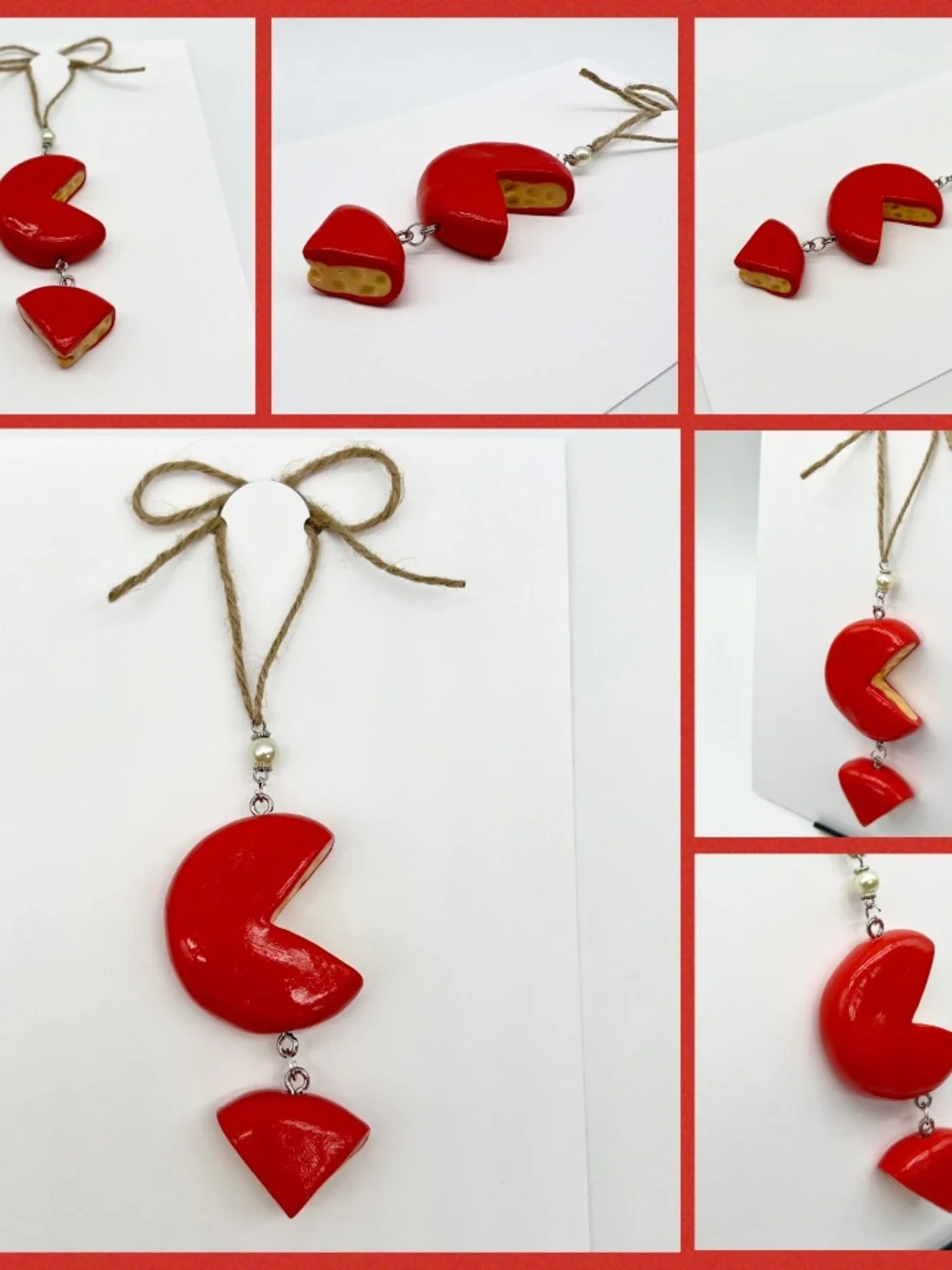 Handmade Cheese Ornaments – Brie Round, Gouda Round & Brie/Gouda Stack